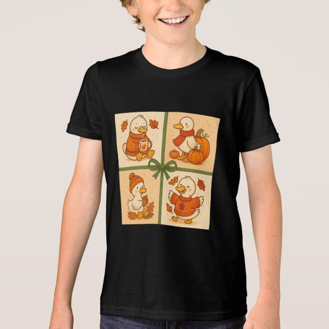 Pumpkin Latte Goose Goose Fall T Shirt (Framsida)