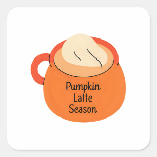 Pumpkin Latte Season - Mysigt Fall Coffee Art Fyrkantigt Klistermärke