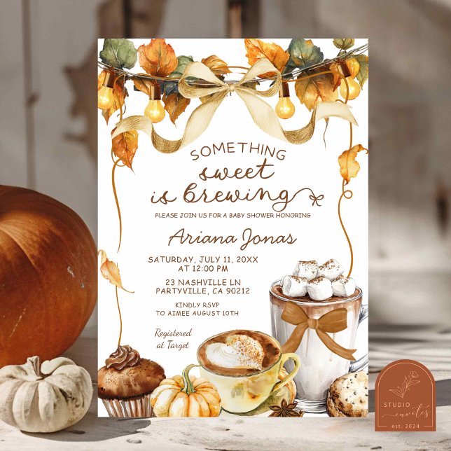 Pumpkin Latte Something Sweet Brewing Baby Shower Inbjudningar (Skapare uppladdad)