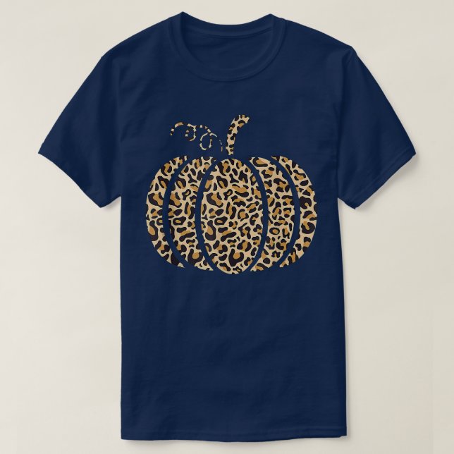 Pumpkin Leopard Print Fall Spice Season Halloween T Shirt (Design framsida)