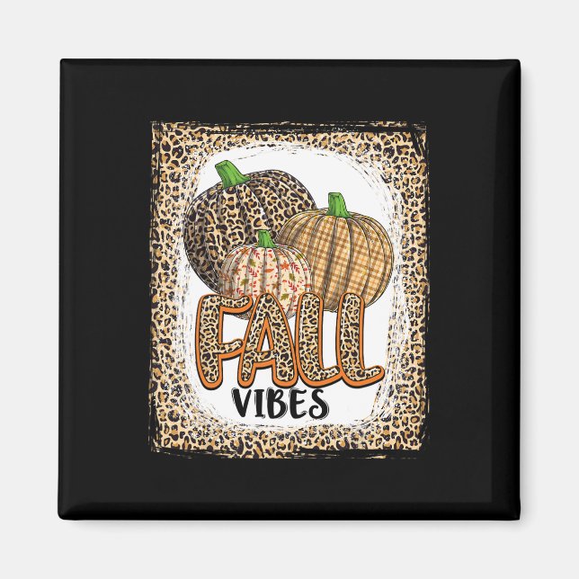 Pumpkin Leopard Print Fall Vibes thanksgiving Girl Magnet (Framsidan)