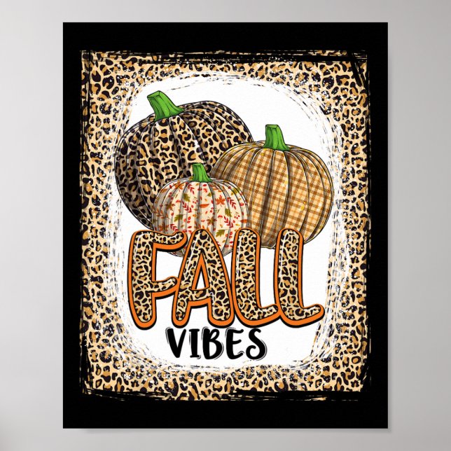 Pumpkin Leopard Print Fall Vibes thanksgiving Girl Poster (Framsidan)
