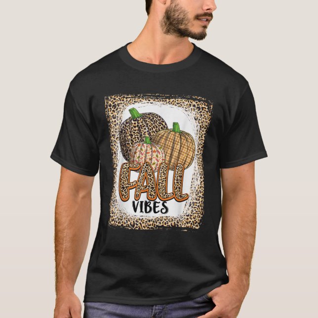 Pumpkin Leopard Print Fall Vibes thanksgiving Girl T Shirt (Framsida)