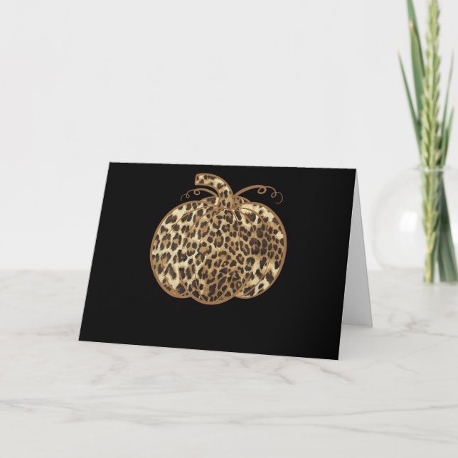 Pumpkin Leopard Print Thanksgiving Halloween Helgkort (Framsida)