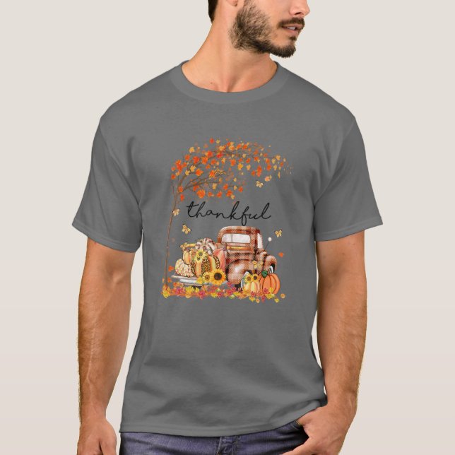Pumpkin Leopard Thankful Grate Blessed Fall Thanks T Shirt (Framsida)