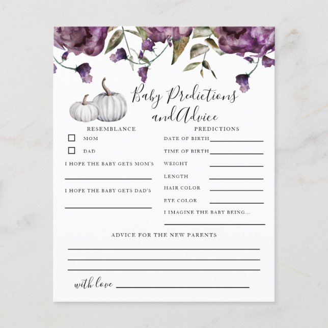 Pumpkin Lila Baby Predications & Advice Card (Framsida)