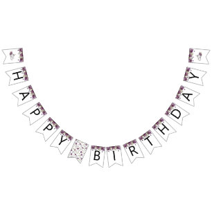 Pumpkin Lila Blommigt Grattis på födelsedagen Part Vimplar