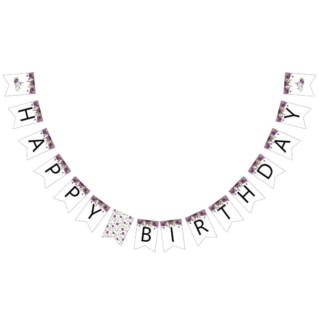 Pumpkin Lila Blommigt Grattis på födelsedagen Part Vimplar (Alla)