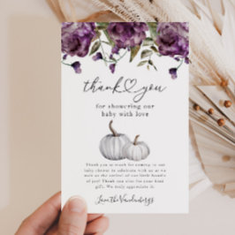 Pumpkin Lila Flower Baby Shower Tack Kort