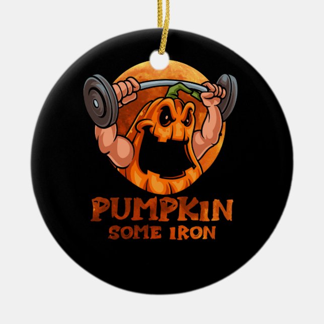 Pumpkin lite Järn Funny Halloween Gym Workout Hiss Julgransprydnad Keramik (Framsidan)