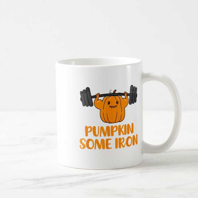 Pumpkin lite Järn Roligt Halloween Gym Workout Lif Kaffemugg (Höger)