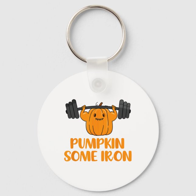 Pumpkin lite Järn Roligt Halloween Gym Workout Lif Nyckelring (Framsida)