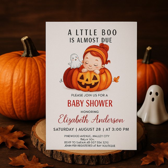 Pumpkin Little Boo Halloween Baby Shower Inbjudningar (Skapare uppladdad)