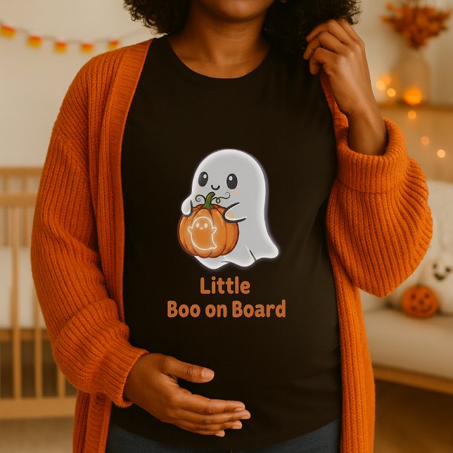 Pumpkin Little Boo ombord Gravid Halloween T Shirt (Skapare uppladdad)