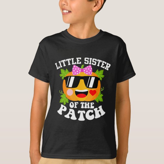 Pumpkin Little Sister of the Patch Funny Hallowee T Shirt (Framsida)