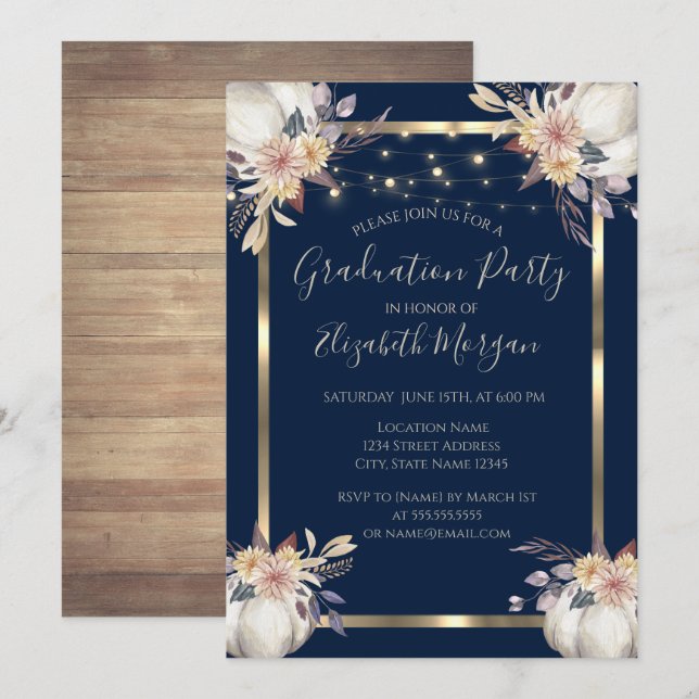 Pumpkin,Ljus, Wood, Ram Studentfest Inbjudningar (Fram/baksida)