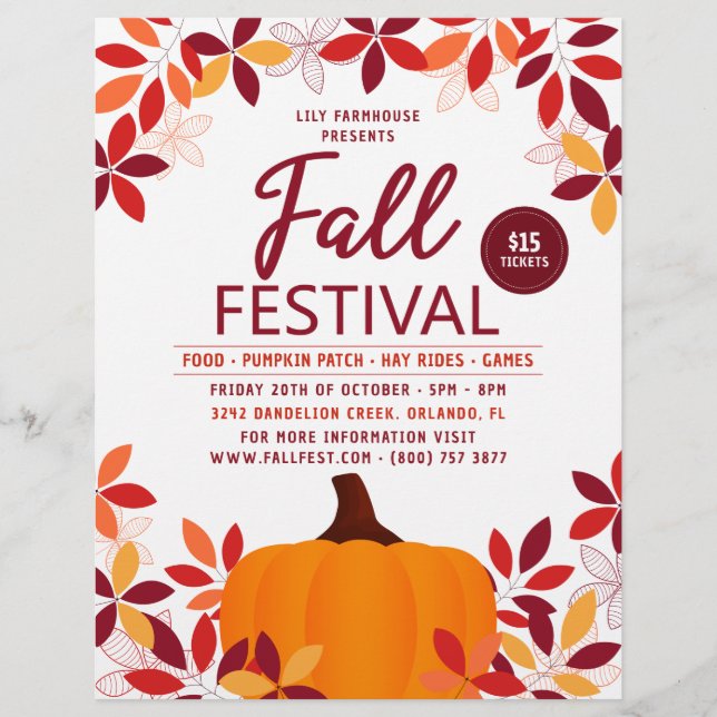 Pumpkin Löv Ram Fall Festival Event Reklamblad (Framsidan)