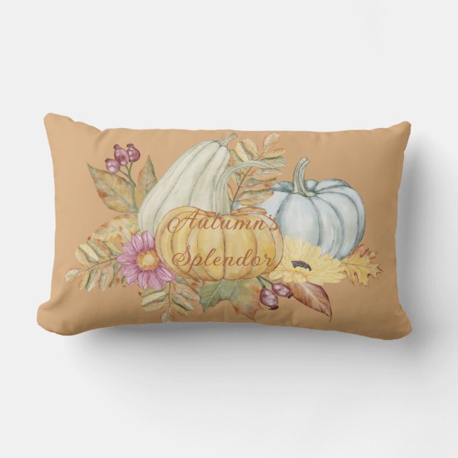 Pumpkin Lumbar Pillow-Thanksgivingen för Fall Oran Lumbarkudde (Framsida)