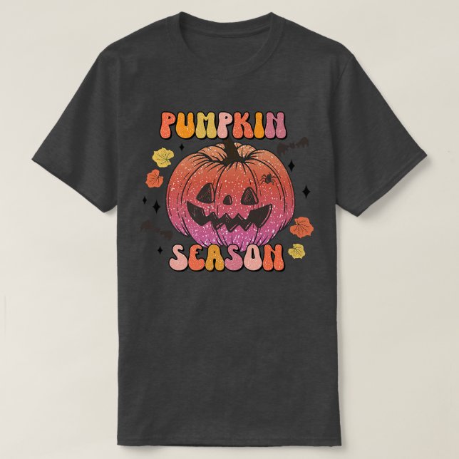 Pumpkin Lycklig Ansikte Pumpkin Season Retro Fall  T Shirt (Design framsida)