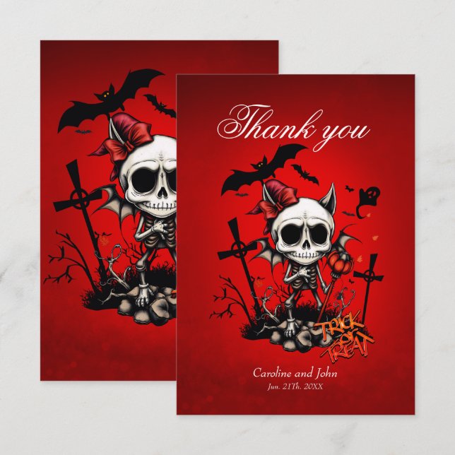 Pumpkin Magic and Bone Roligt. Tack Kort (Fram/baksida)