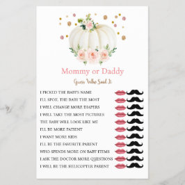 Pumpkin Mamma eller pappa Girl Fall Baby Shower Ga Flygblad