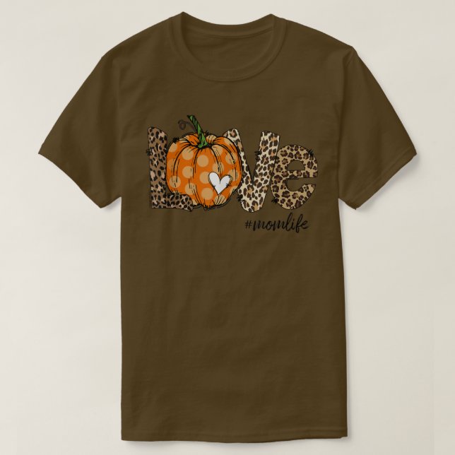 Pumpkin mamma Life Heart LeopardAutumn-gåvor T Shirt (Design framsida)
