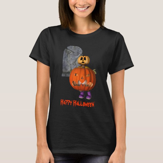 Pumpkin Man Gravsten Halloween Funny T-shirt (Framsida)