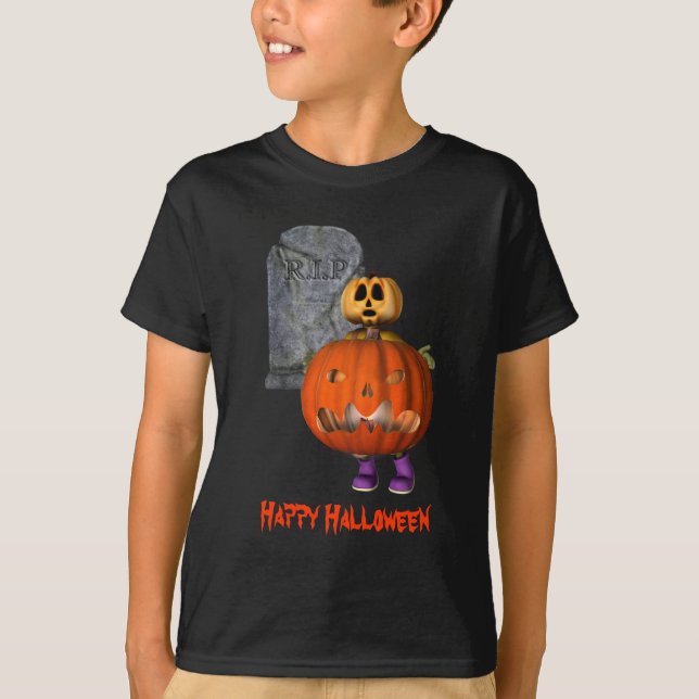 Pumpkin Man Gravsten Halloween Funny T Shirt (Framsida)