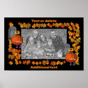 Pumpkin Man Halloween Ram lägger till ditt foto Poster