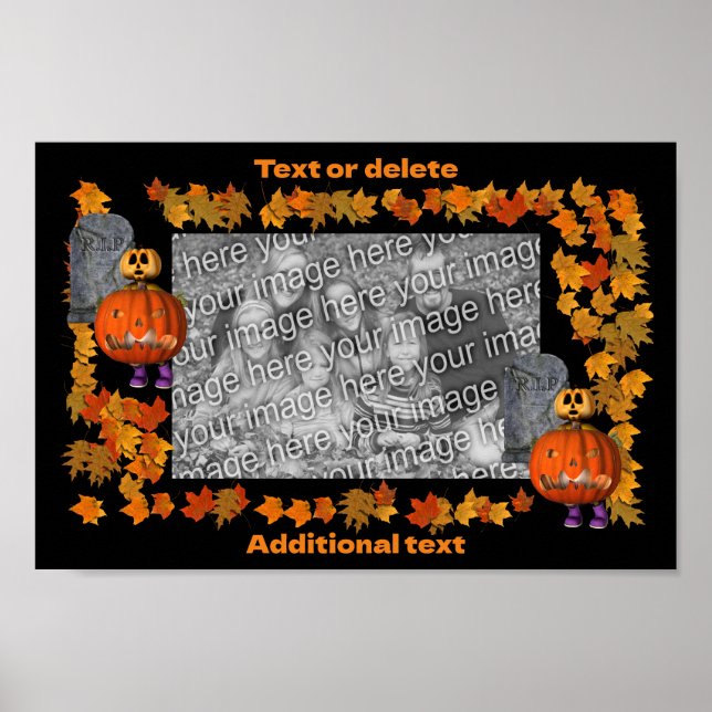 Pumpkin Man Halloween Ram lägger till ditt foto Poster (Framsidan)
