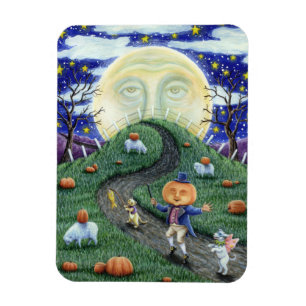 PUMPKIN MAN MÄNNISKOR I MÅNE, HALLOWEN MAGNET