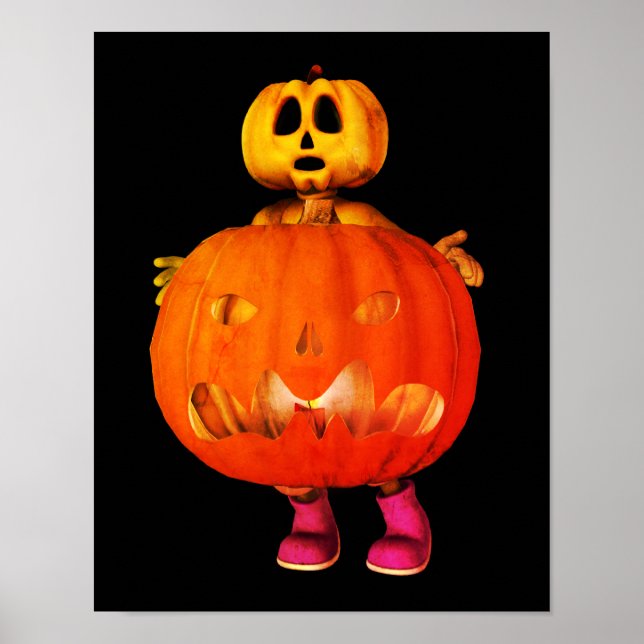Pumpkin Man med Jack o lantern Halloween Poster (Framsidan)