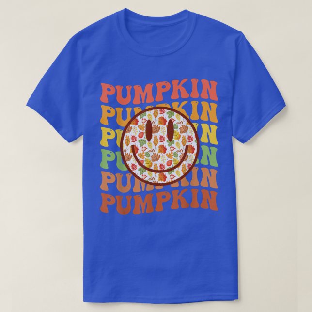 Pumpkin Maple Löv Flower Autumn Fall Retro Groo T Shirt (Design framsida)