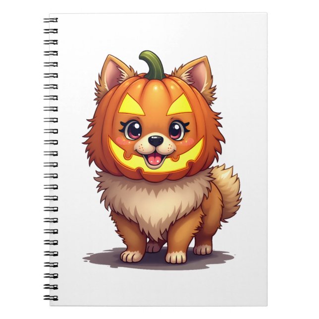 Pumpkin Mask Pommern Hund Anteckningsbok (Framsidan)
