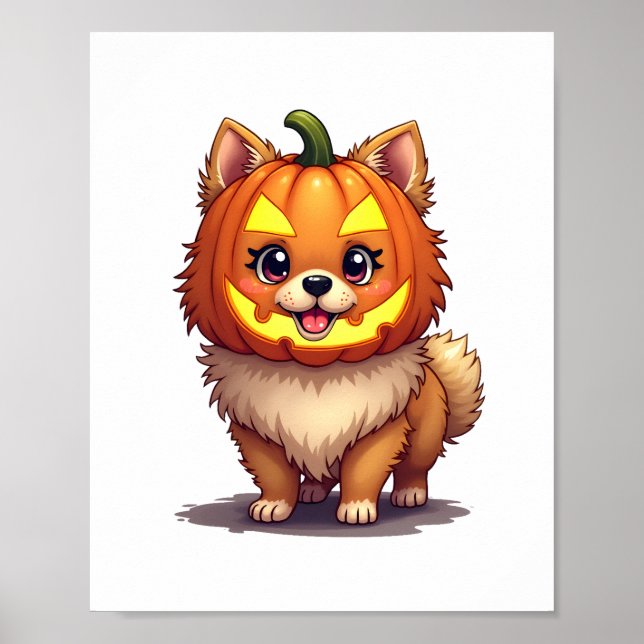 Pumpkin Mask Pommern Hund Poster (Framsidan)