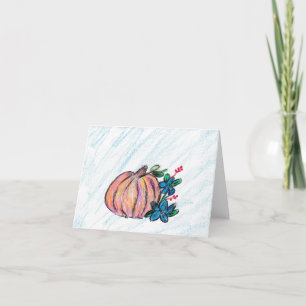 Pumpkin med Blåa blommor Tack Kort