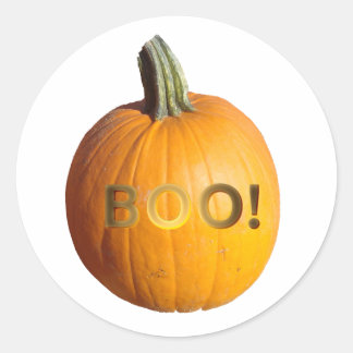 Pumpkin med Boo på den Runt Klistermärke