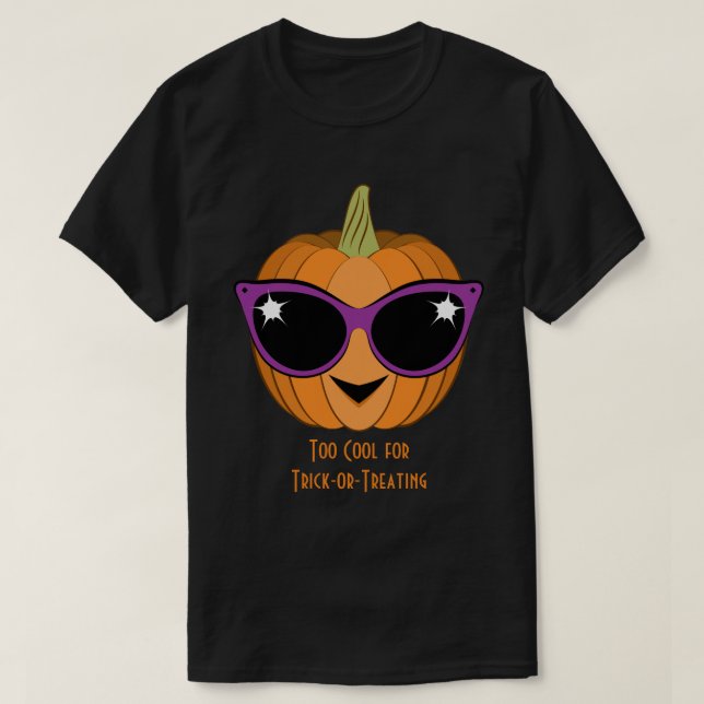 Pumpkin med Coola Retro Cat Sunglasses Halloween T Shirt (Design framsida)