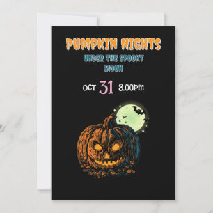 Pumpkin med Full Moon & Halloween Inbjudningar