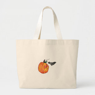 Pumpkin med Grått Fladdermus Jumbo Tygkasse