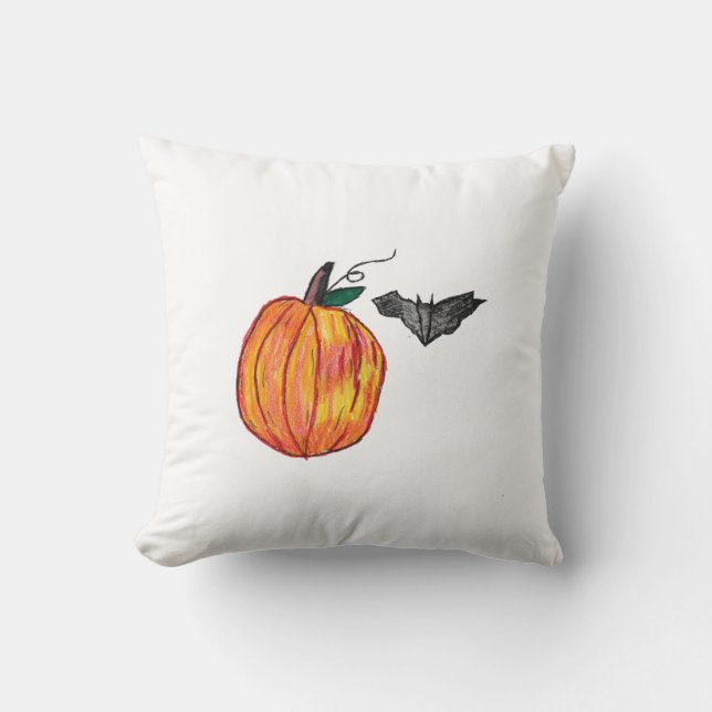 Pumpkin med Grått Fladdermus Kudde (Framsida)
