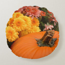 Pumpkin med Gult och korall Morsa Rund Kudde