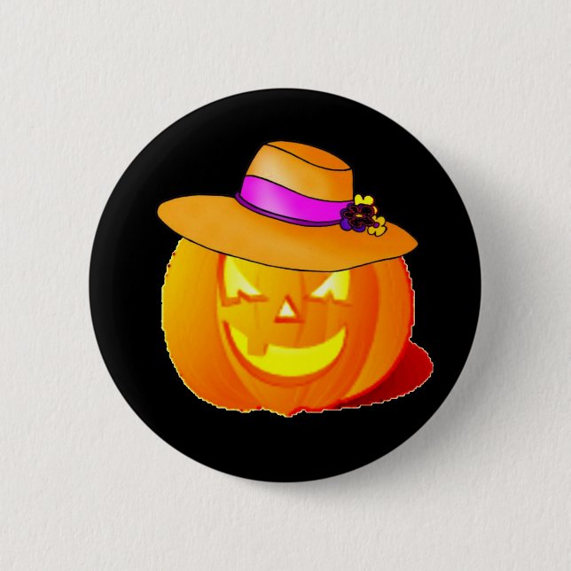 Pumpkin med Hat-knapp Knapp (Framsida)