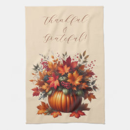 Pumpkin med Höst löv Thanksgiving-Home Decor Kökshandduk