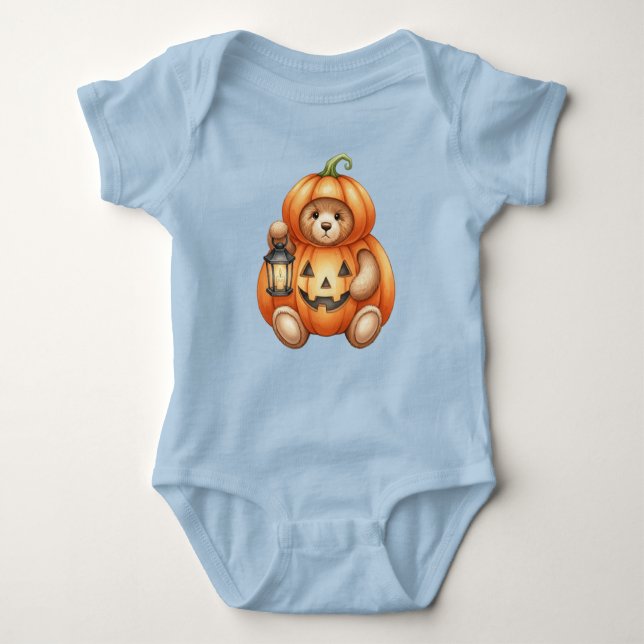 Pumpkin med Lantern, Nalle, Halloween, Auth T Shirt (Framsida)