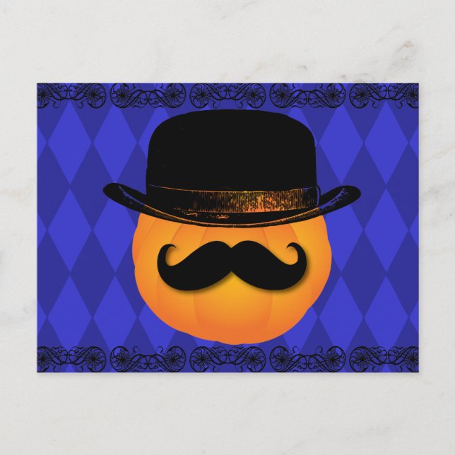 Pumpkin med mustasch och hat vykort (Framsida)