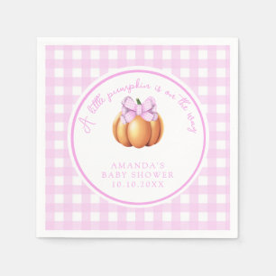 Pumpkin med rosa bog i babyduschen i bur pappersservett