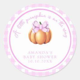 Pumpkin med rosa bog i babyduschen i bur runt klistermärke
