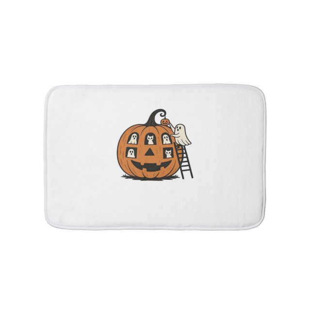 Pumpkin med Spöken, Katt & Hallo Badrumsmatta (Framsidan)