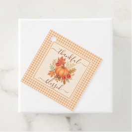 Pumpkin med tacksamhet och välsignat | Fall Thanks Gåvor Etiketter